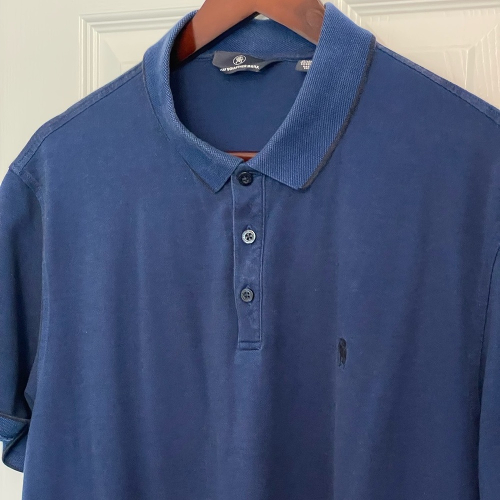 Hart Schaffner Marx Men's Blue Short Sleeve Polo Shirt Size XL
